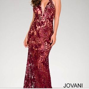 Jovani Prom Dress, Burgundy, Sequins, Stunning.